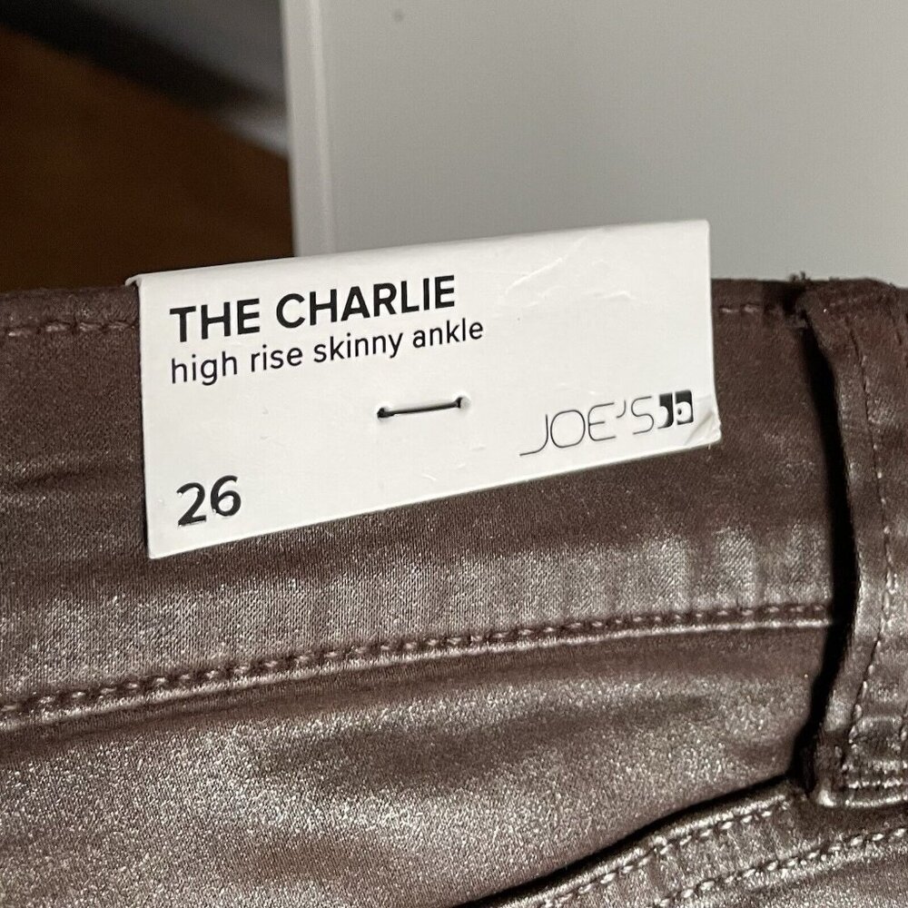 JOE'S JEANS Charlie High Rise Skinny Ankle Coated Jeans Size 26 Dark Brown - Picture 9 of 12